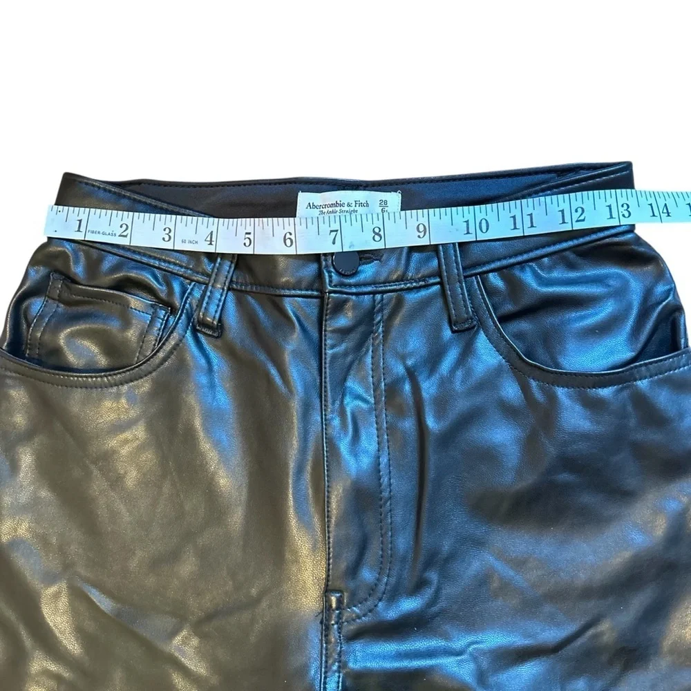Abercrombie and Fitch | The Ankle Straight Super High Rise Vegan Leather Pants